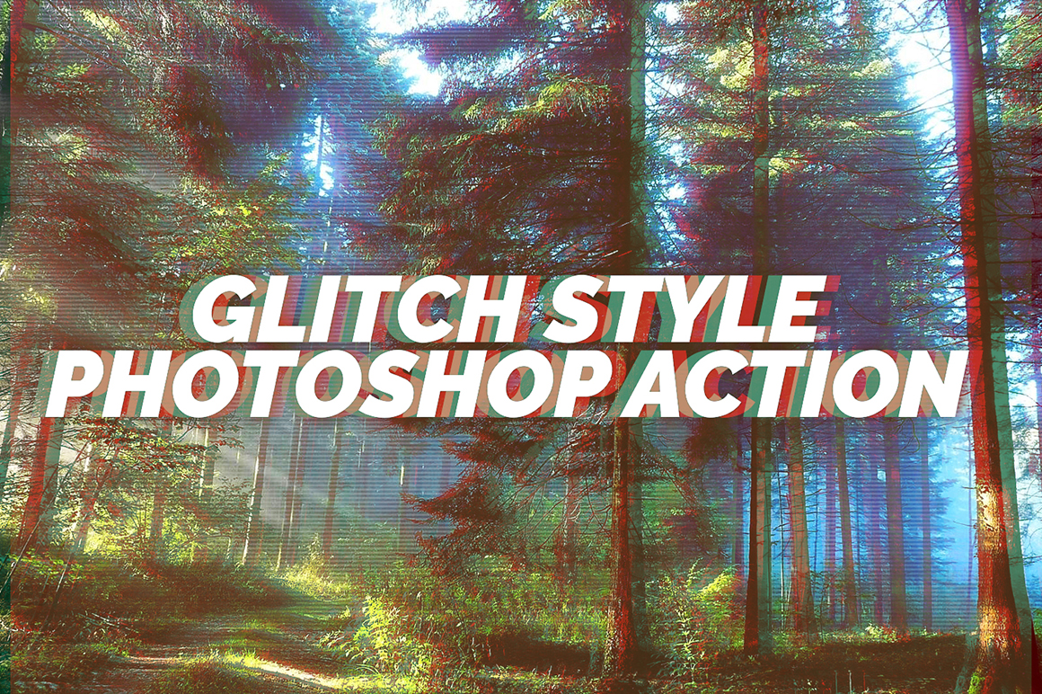 Free Glitch Style Photoshop Action Mockupslib