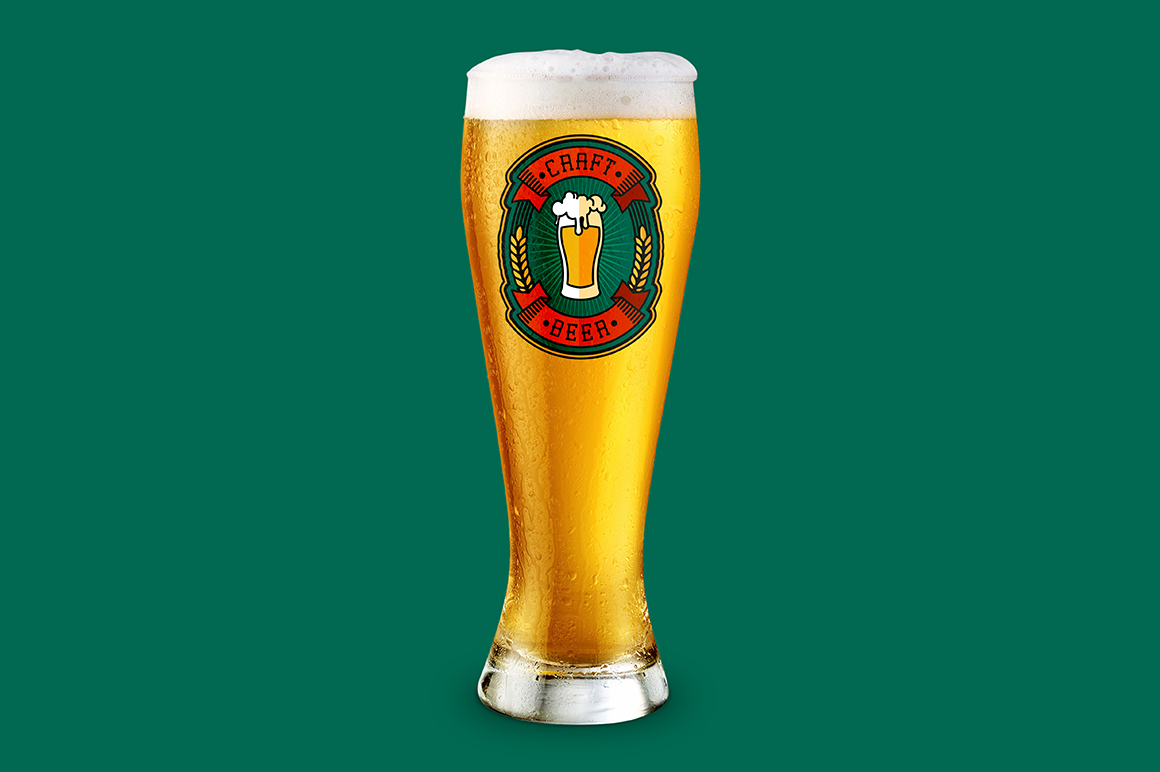 Can Shaped Glass Cup w/ Lager Beer Mockup - Free Download Images High  Quality PNG, JPG
