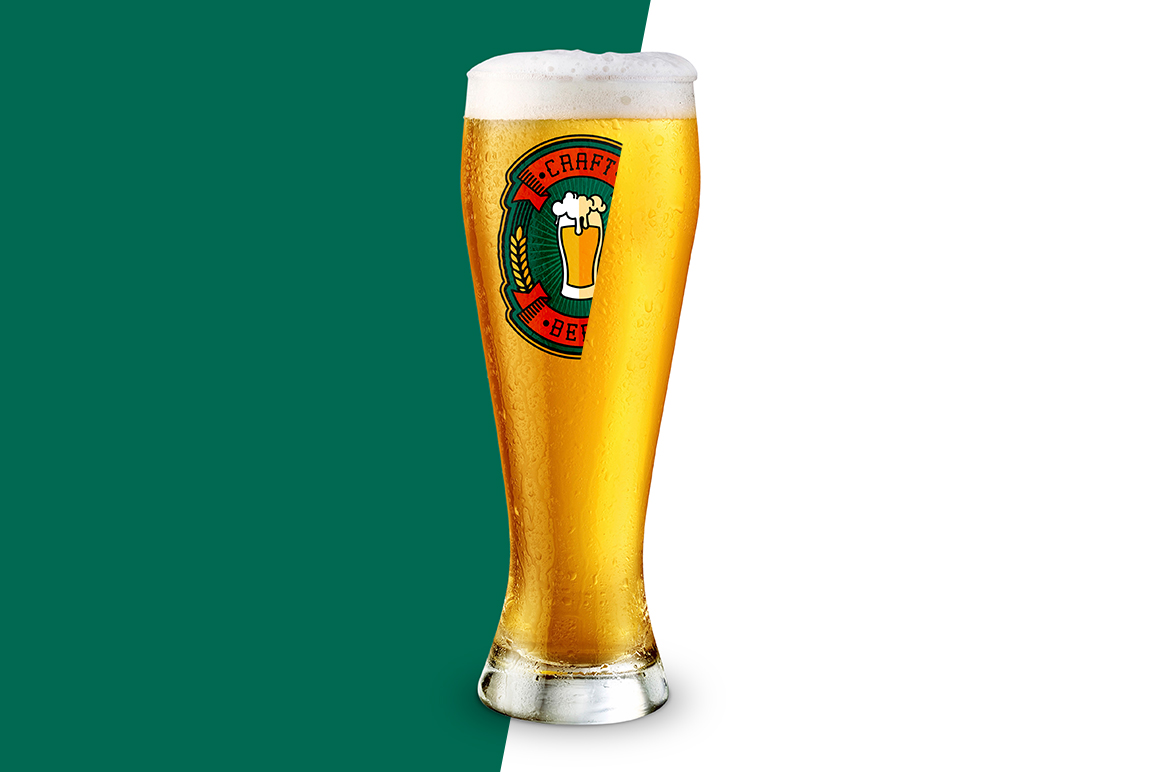 Can Shaped Glass Cup w/ Pilsner Beer Mockup - download high