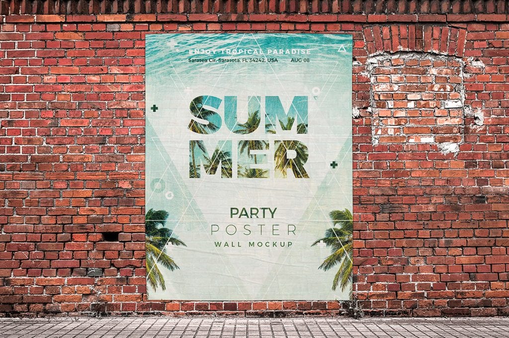 5 Event/Party Street Wall Poster Mockups | Mockupslib