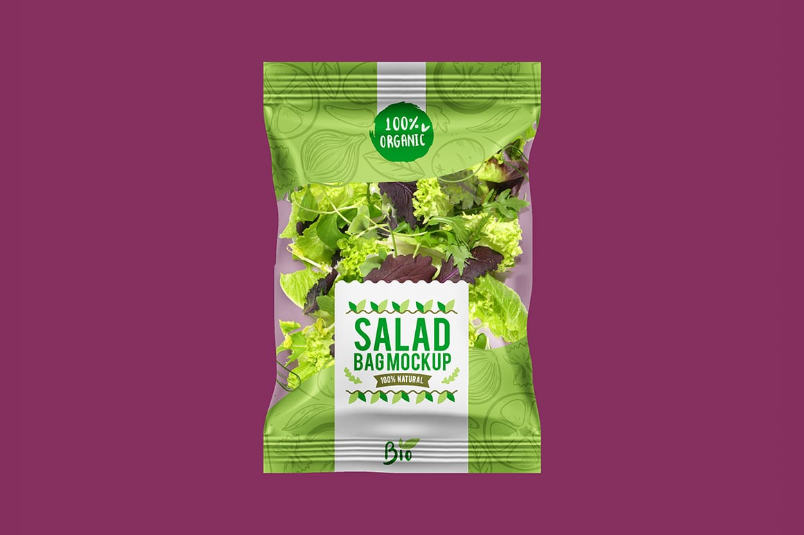 Salad Plastic Bag Mockup Mockupslib