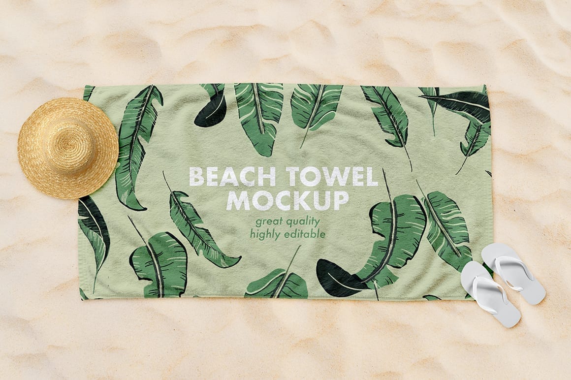 Download Beach Towel Mockup Top View Mockupslib