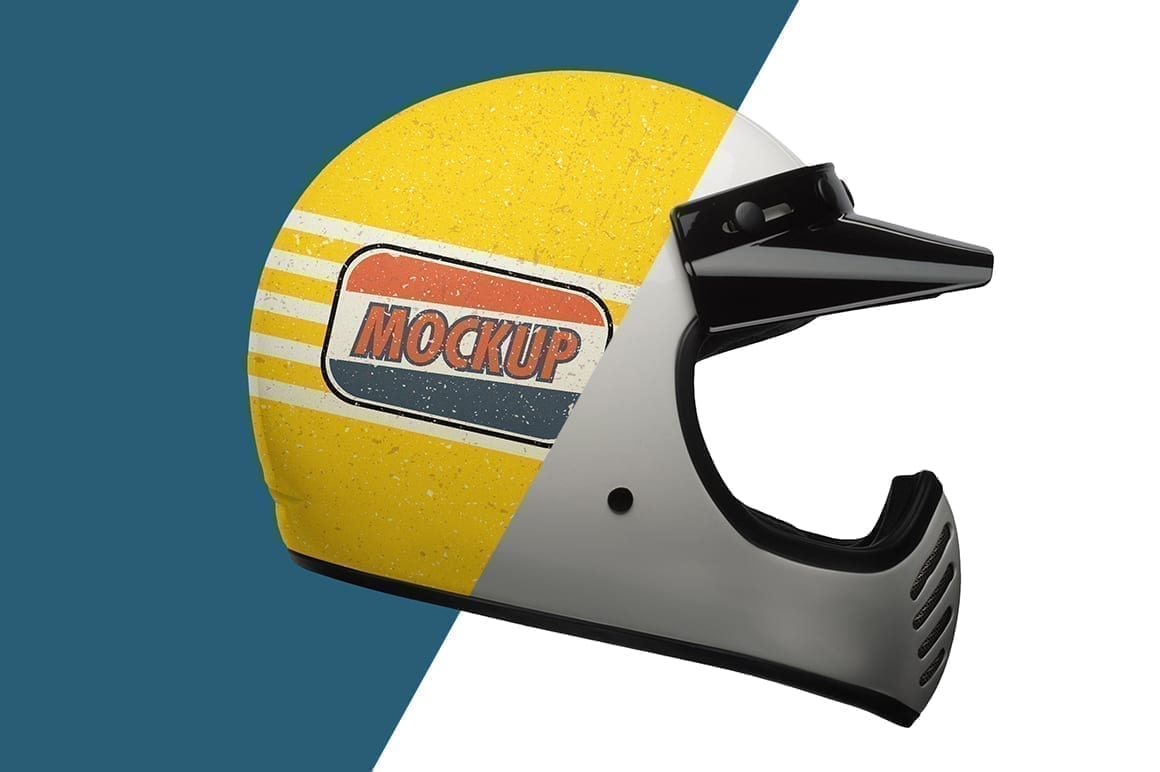 Download Vintage Motorcycle Helmet Mockup (Open) | Mockupslib