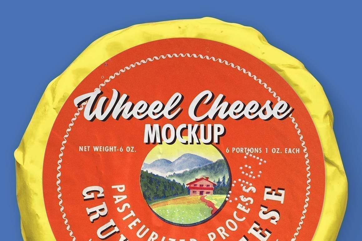 Download Cheese Wheel Label Mockup Mockupslib