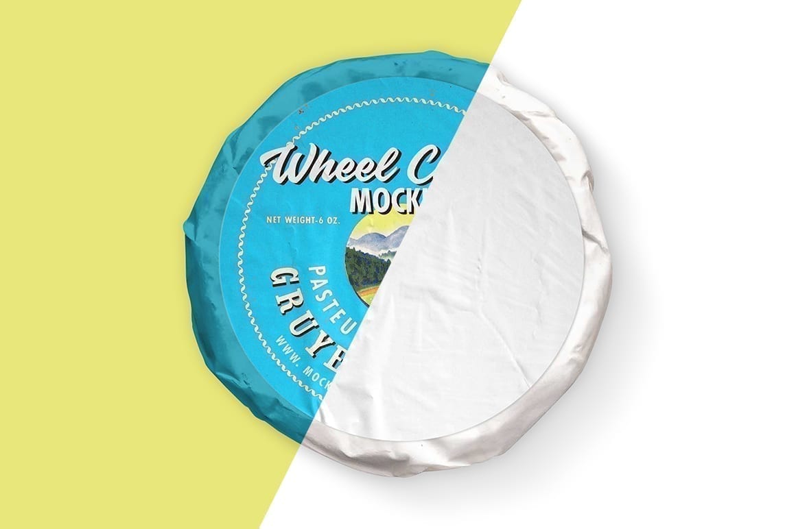 Download Cheese Wheel Label Mockup Mockupslib