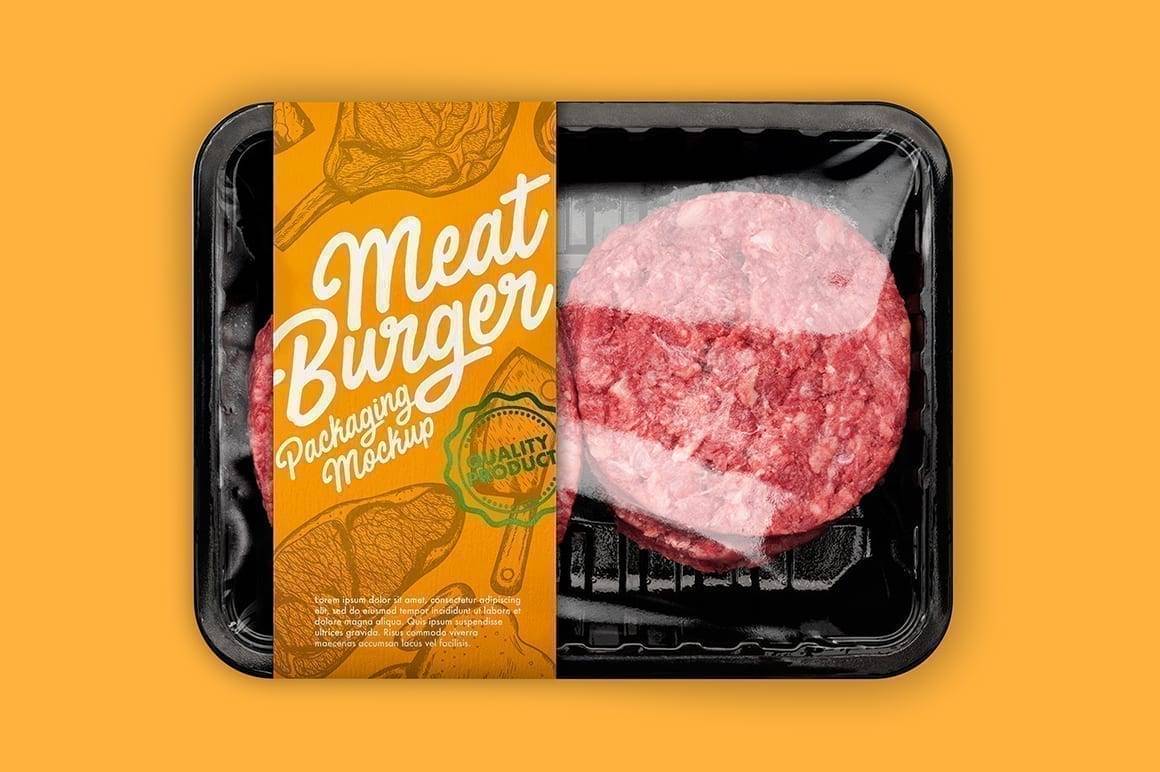 Download Plastic Tray With Meat Burgers Mockup Mockupslib