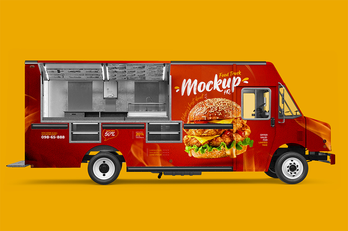 Download Food Truck Mockup Side View Mockupslib
